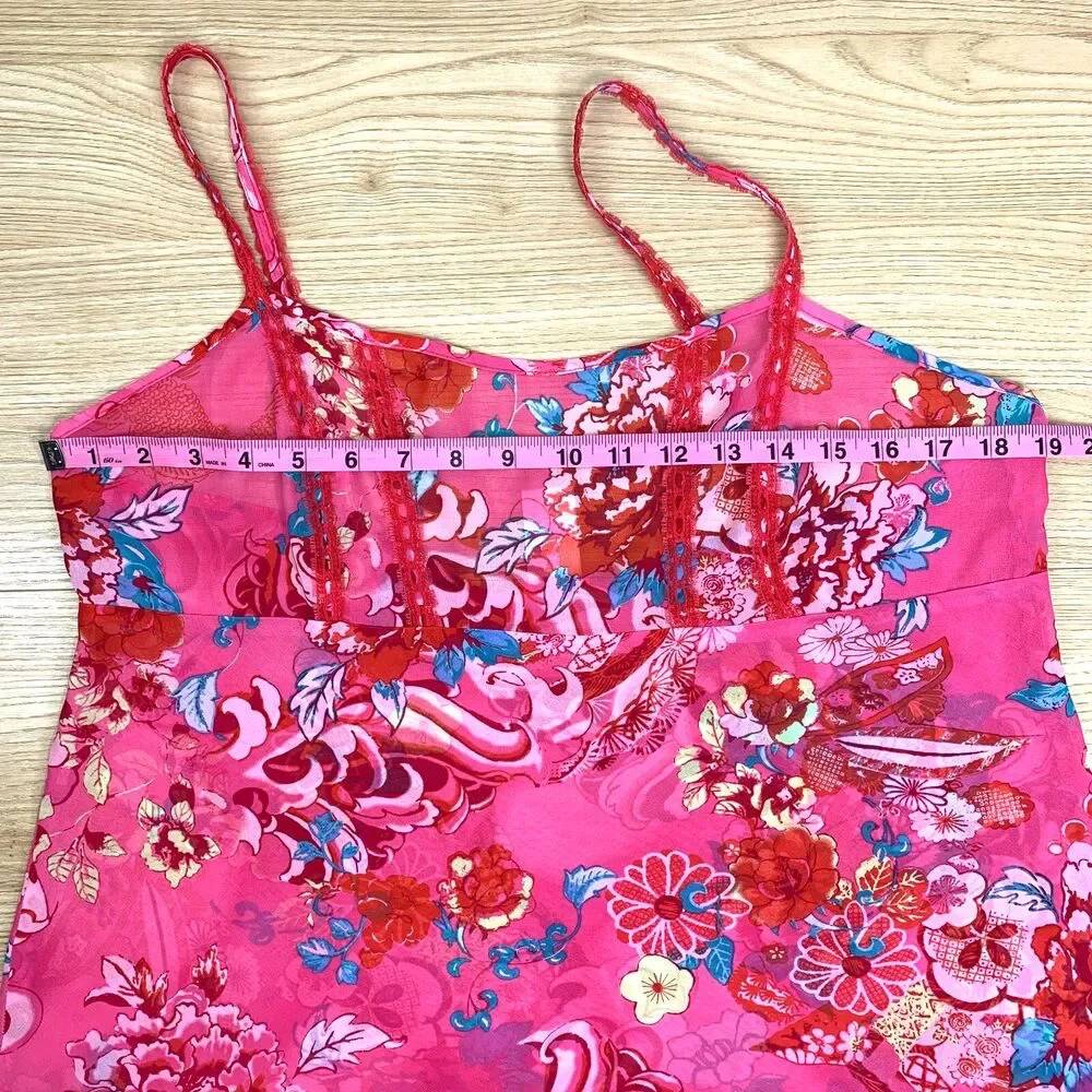 Y2k Josie Natori Floral Lace Babydoll Sheer Slip Top Size L Dainty Artsy Sexy - Picture 8 of 9